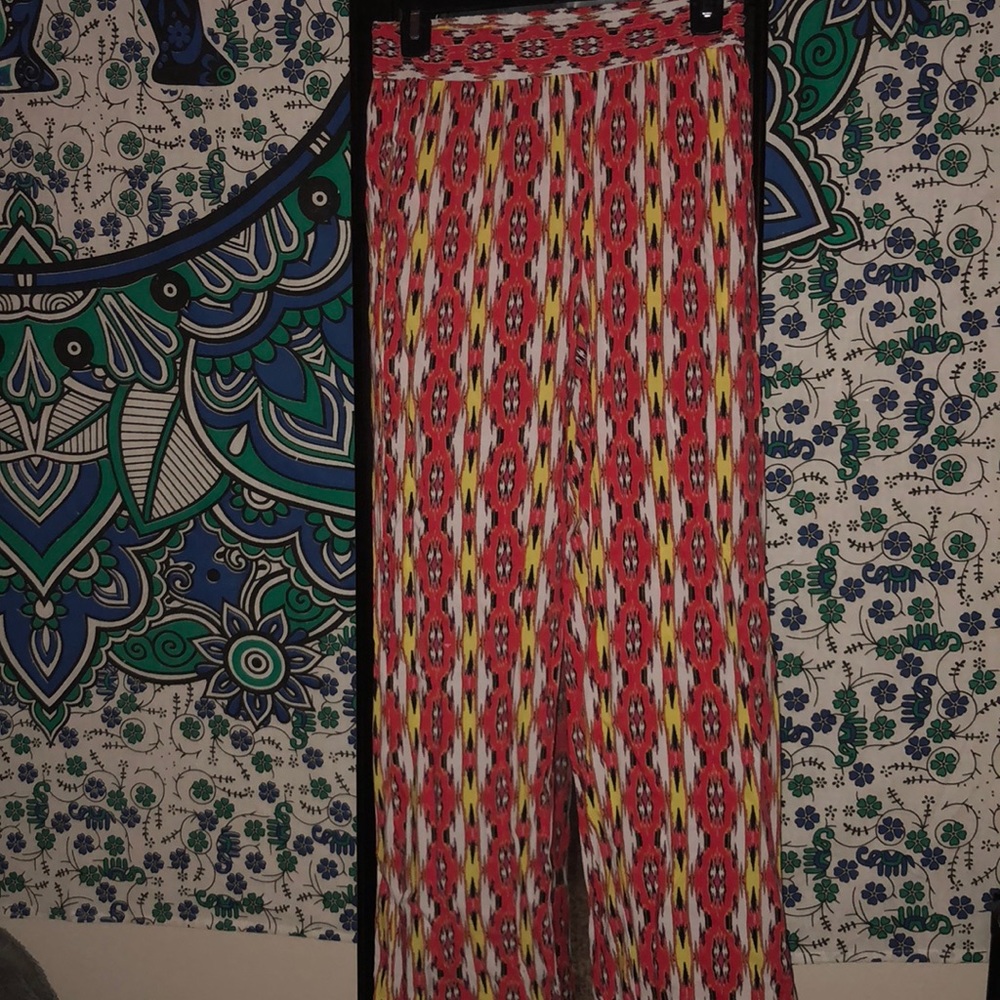 orange flare pants